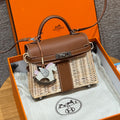 Hermes Women's Classic Fashion Silver Buckle Leather Wicker Handbag Crossbody Bag Shoulder Bag Bags #78424