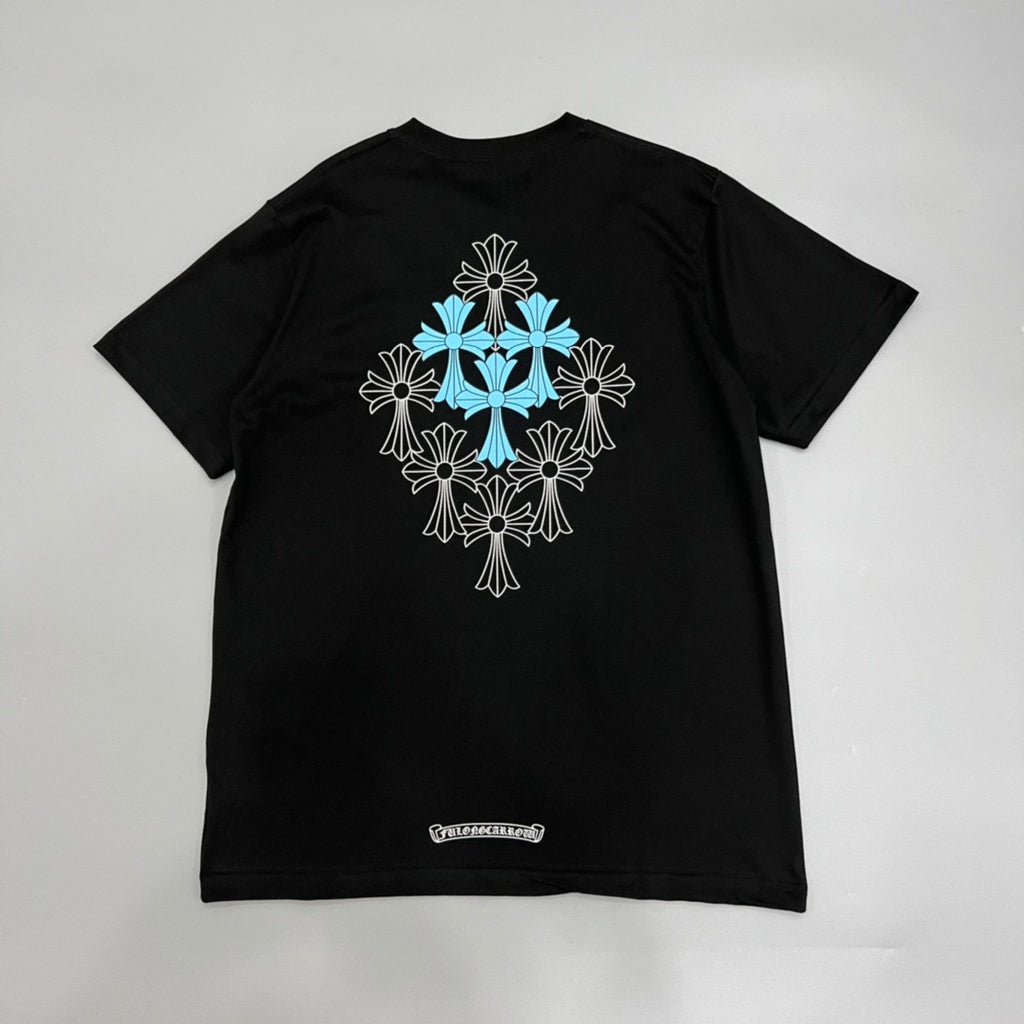 Chrome Hearts Men's and Women's Summer Neckline Sanskrit Letter Round Neck Cotton Short Sleeve T-shirt #72261
