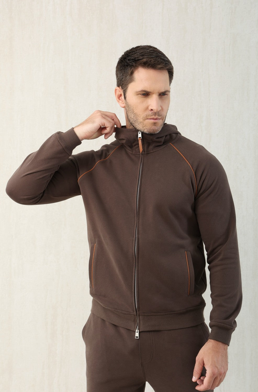 Brunello Cucinelli Men's Techno Cotton French Terry Hooded Long Sleeve Casual Athletic Sweatshirt Solid Color Zipper Spring Jacket Ngvp #1675