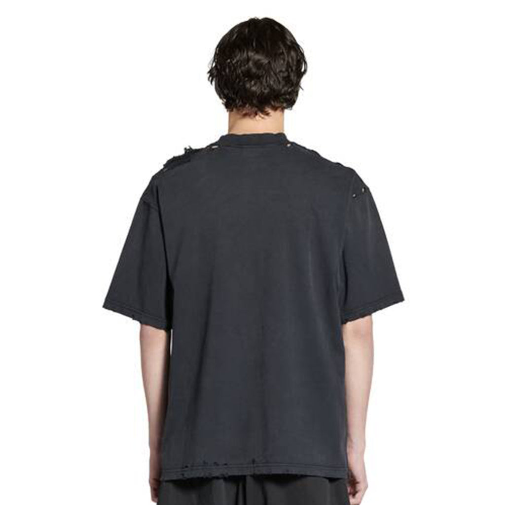 Balenciaga Men's Spring/summer Statue Of Liberty Solid Color Retro Loose Casual Plain Knitted Large Silhouette Short Sleeved T-shirt Ngvp #8352