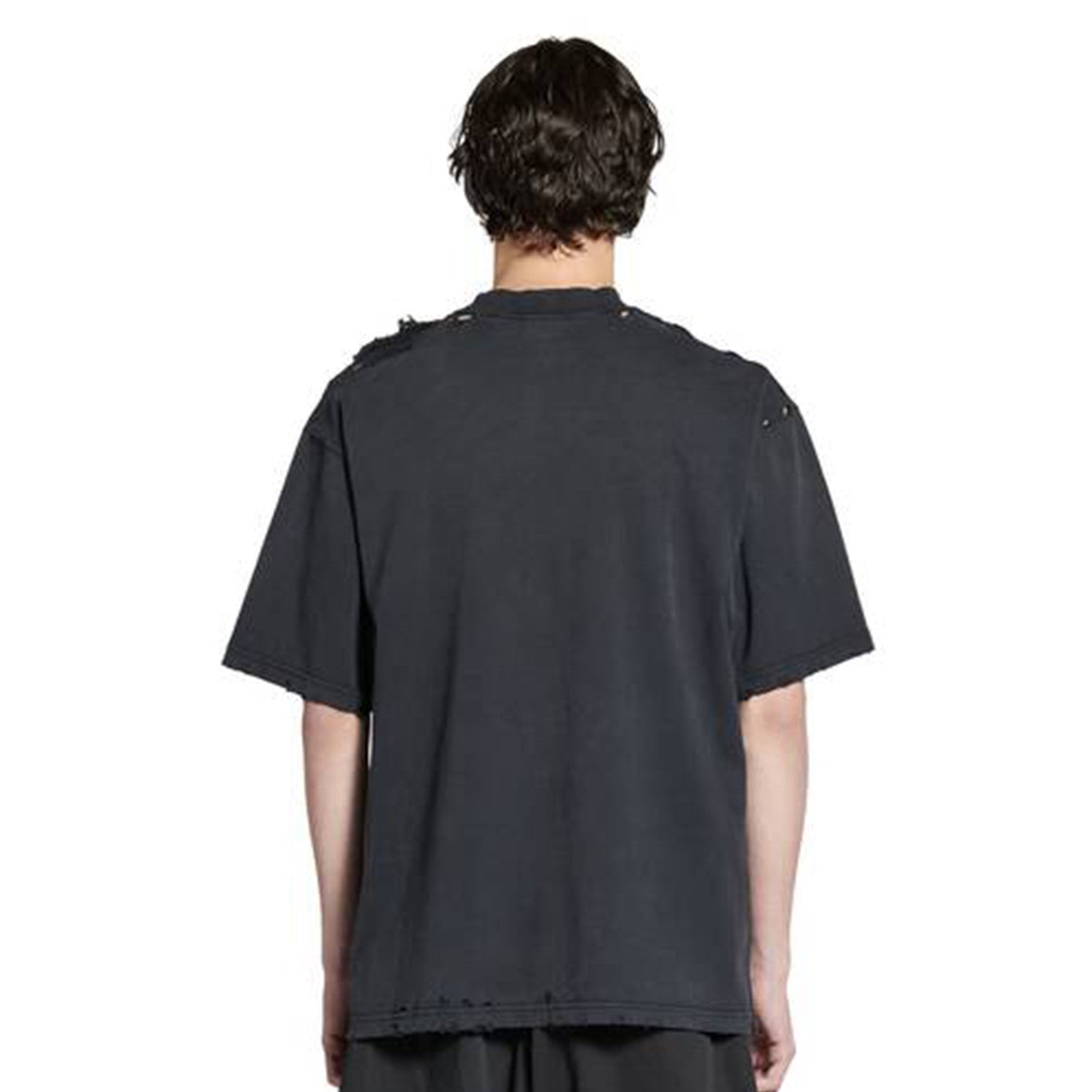 Balenciaga Men's Spring/summer Statue Of Liberty Solid Color Retro Loose Casual Plain Knitted Large Silhouette Short Sleeved T-shirt Ngvp #8352
