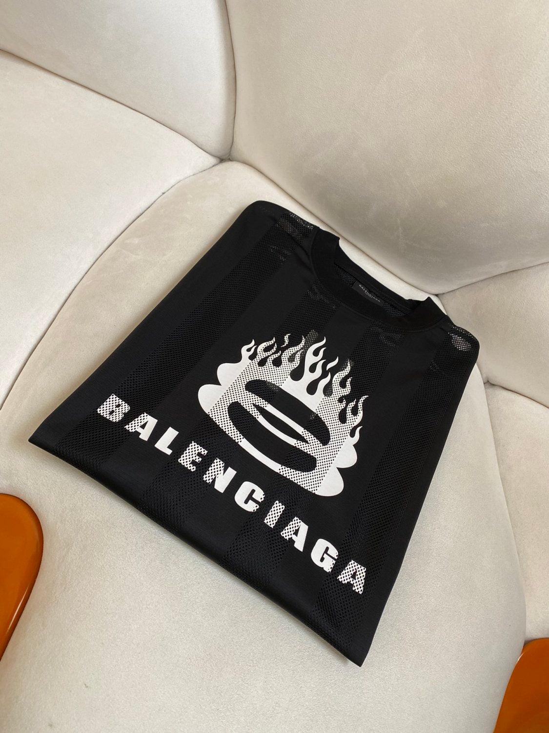 Balenciaga Men's Summer Black Letter Printed Loose Half High Neck Polyester Short Sleeve T-Shirt #73832