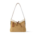 Louis Vuitton Women's CarryAll PM Mahina Handbags Adjustable Shoulder Strap Lace-up Closure Suede And Wool Trim Hand-held Shoulder Bag #333064