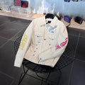 Chrome Hearts Graffiti Leather Jacket With White Zip #96389