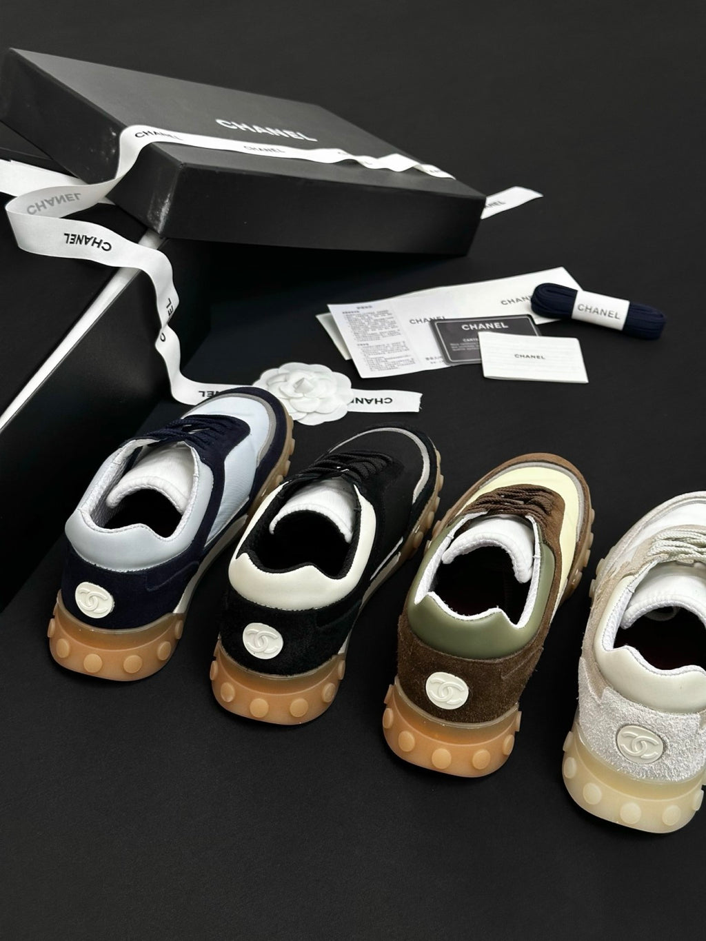 CHANEL Sneakers Mixed Fibers Suede Calfskin Calfskin #380548