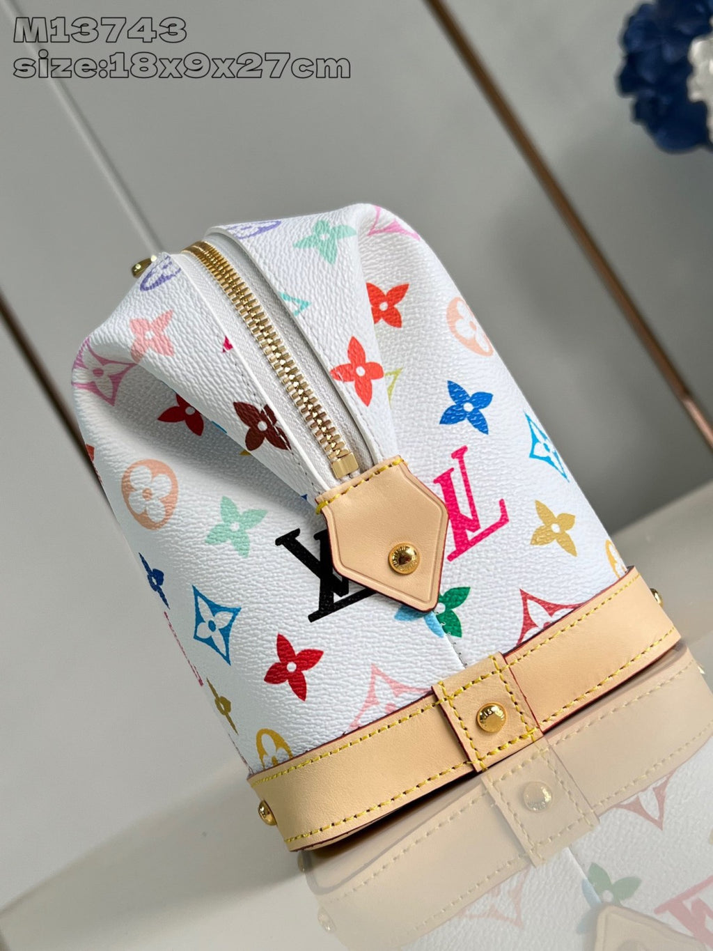 Louis Vuitton LV x TM Women's Colorful Logo Printed Zipper Closure Coated Canvas Leather Trimmed Toiletries Cosmetic Bag Bags #75162
