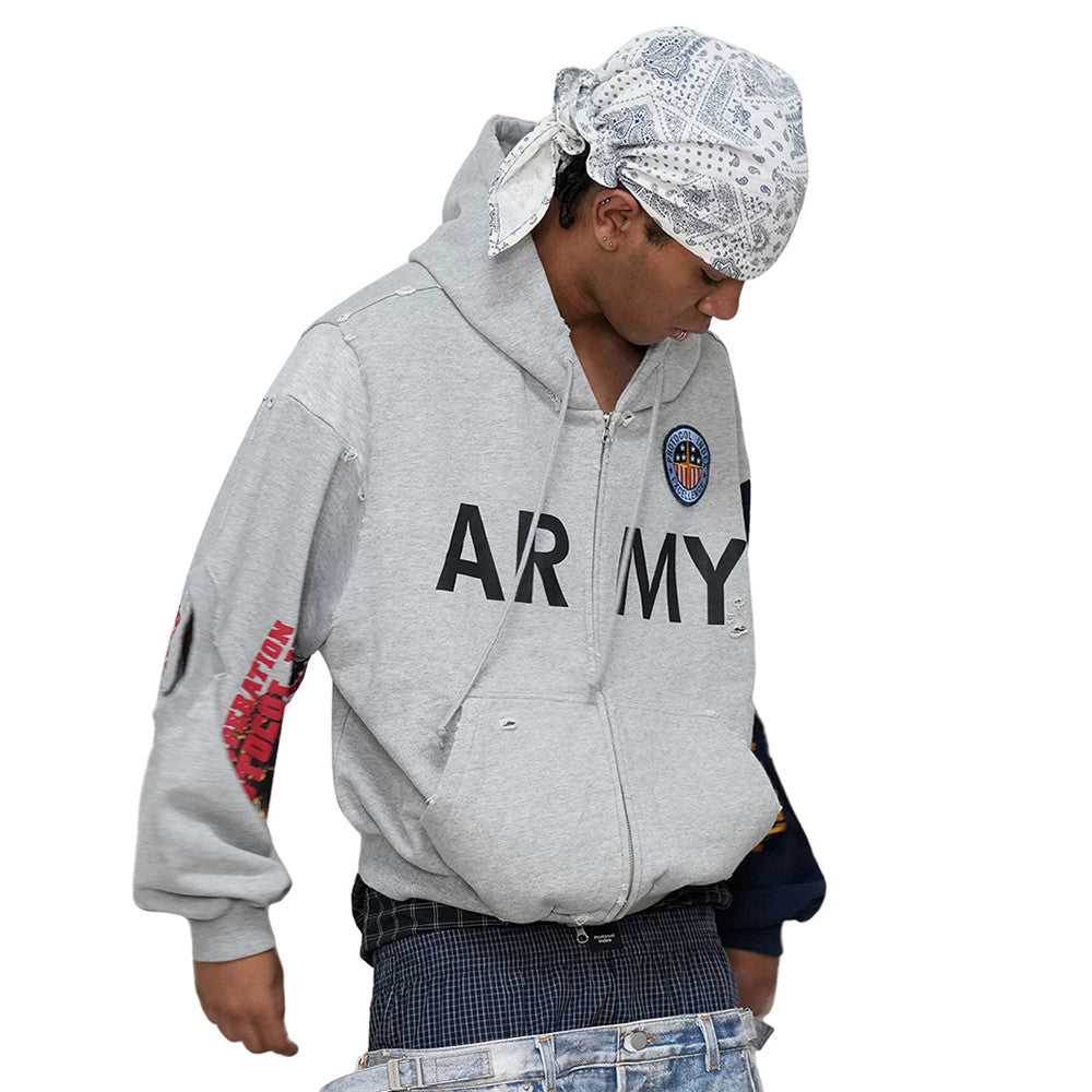 Protocol Index Reconstructed Sweatshirts Zip Hoodie Melange Grey #334249