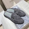 Saint Laurent Men's And Women's Spring/Fall Fashion Casual Round-Toe Flat-Sole Open-Back Loafers Shoes #78768