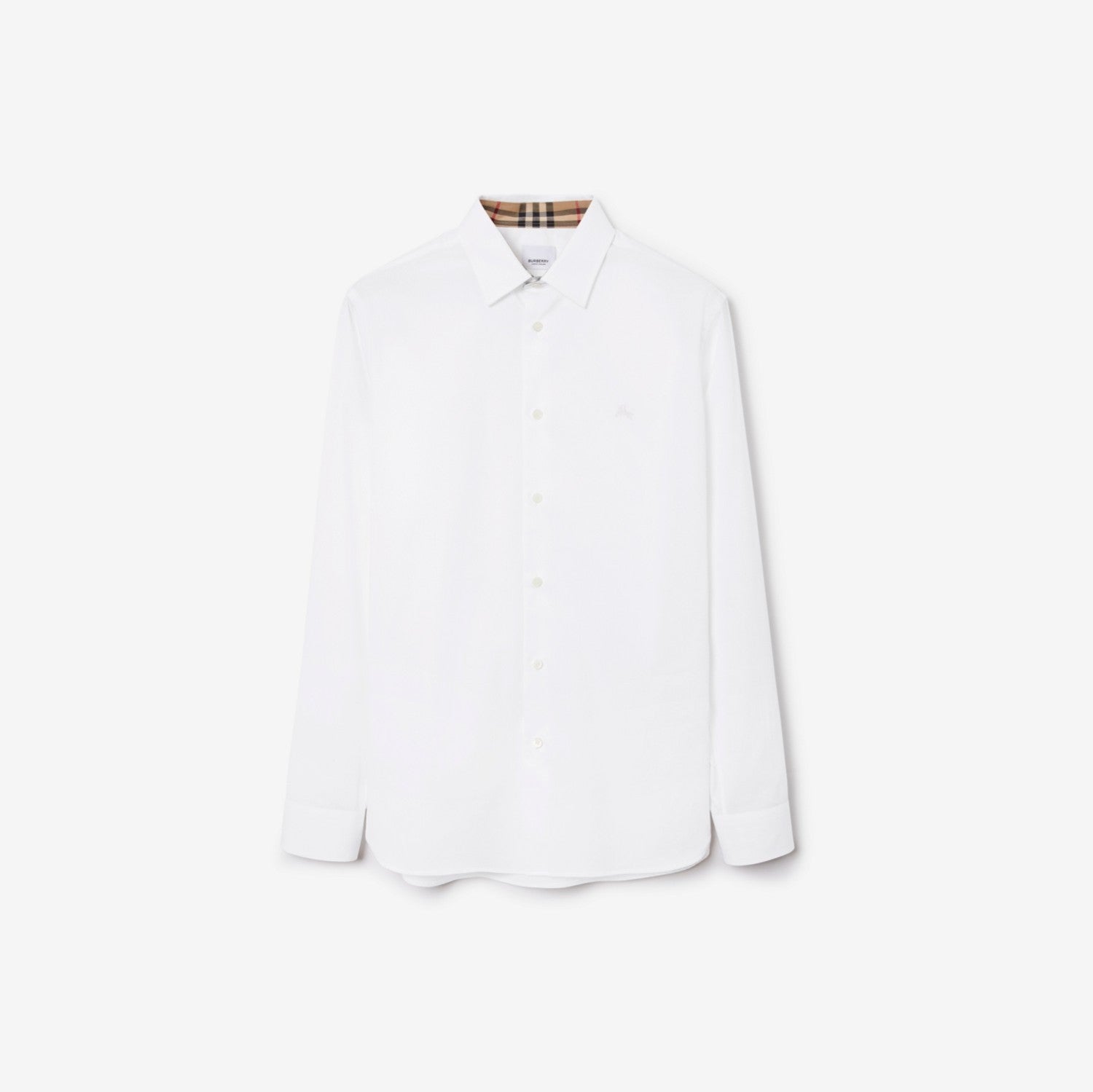 Burberry Men's Four Seasons Equestrian Rider Embroidered Logo Plaid Slim Fit Solid Color Long Sleeve Shirt #99377