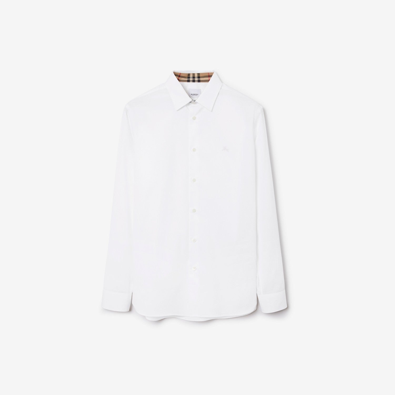 Burberry Men's Four Seasons Equestrian Rider Embroidered Logo Plaid Slim Fit Solid Color Long Sleeve Shirt #99377