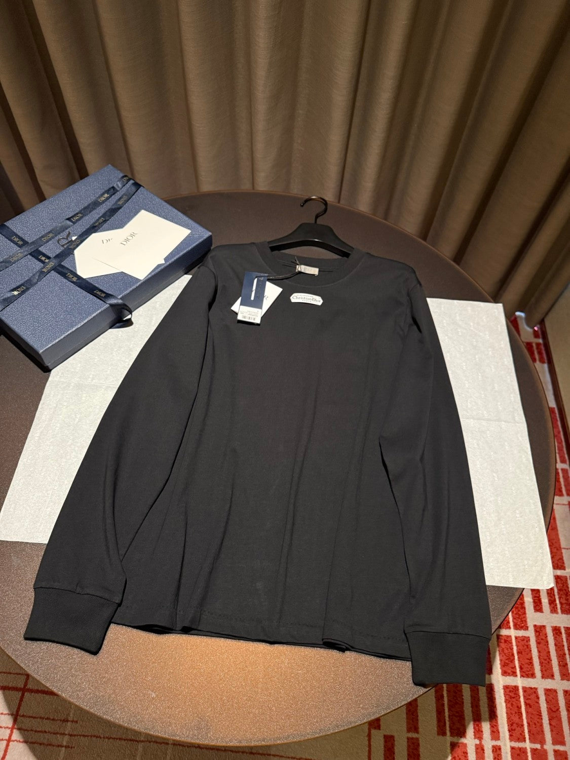 Dior Men's Spring/Fall Fashion Casual Solid Color Crew Neck Loose Fit Long Sleeve Cotton Plain Weave Knit Fabric Long Sleeve Sweatshirt #78565