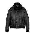 Saint Laurent Men's Winter Black Pilot Single Breasted Zipper Leather Jacket #98459