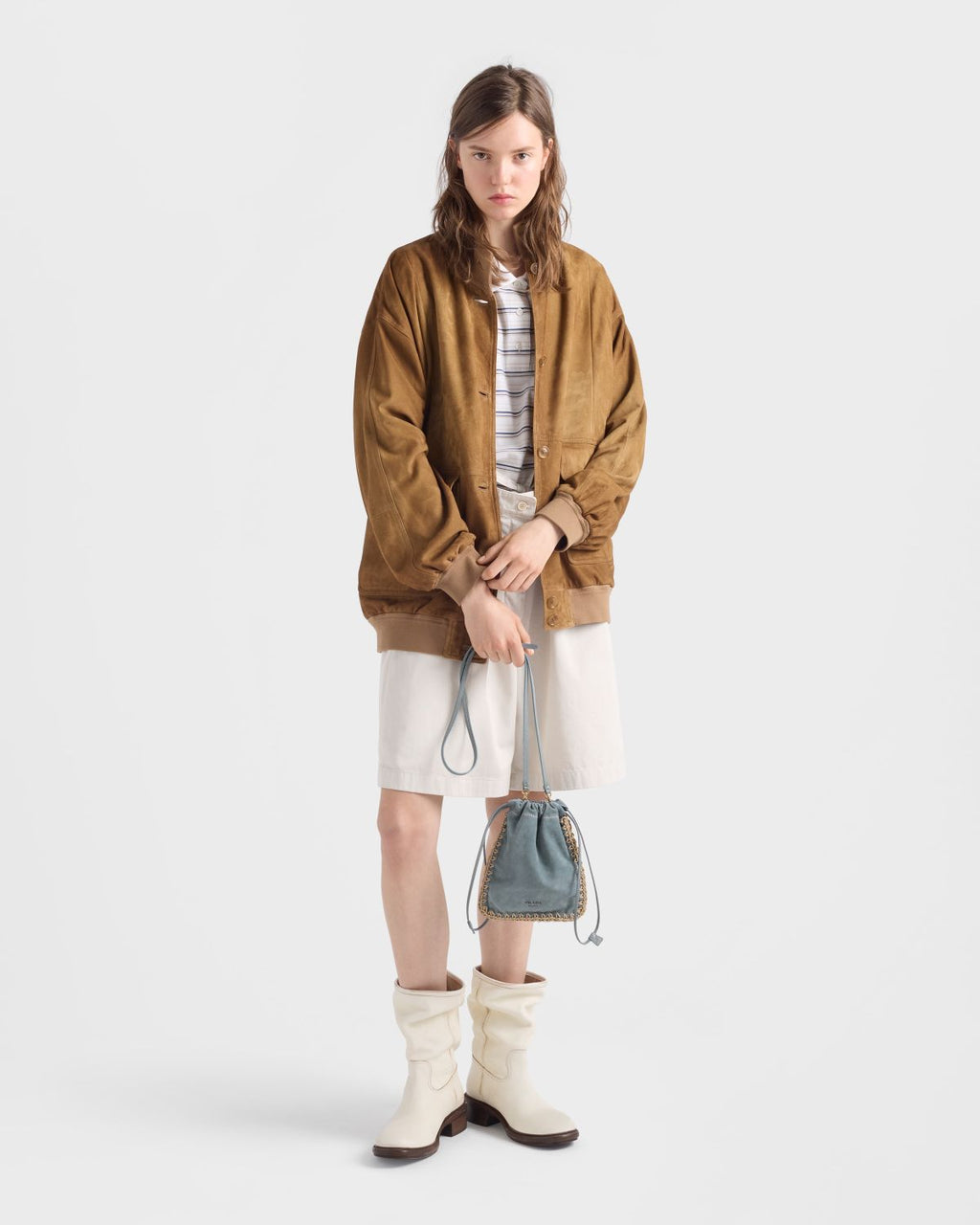 Prada Agave Suede Smartphone Case Men's And Women's Fashionable Small Bag Storage Pouches Crossbody Bags And Woven Bags 1ZT092_2FP1_F0384 #84418A