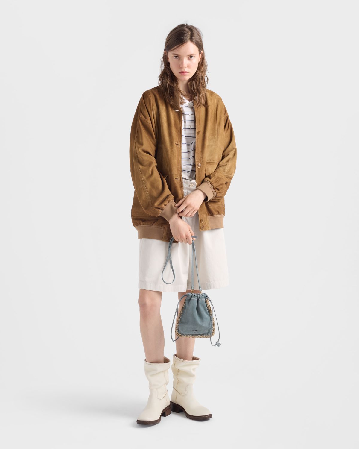 Prada Agave Suede Smartphone Case Men's And Women's Fashionable Small Bag Storage Pouches Crossbody Bags And Woven Bags 1ZT092_2FP1_F0384 #84418A