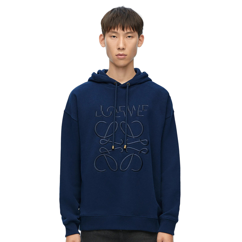 Loewe Men's Spring And Autumn Solid Color Letter Embroidery Cotton Loose Drawstring Long Sleeve Hooded Sweatshirt #98258