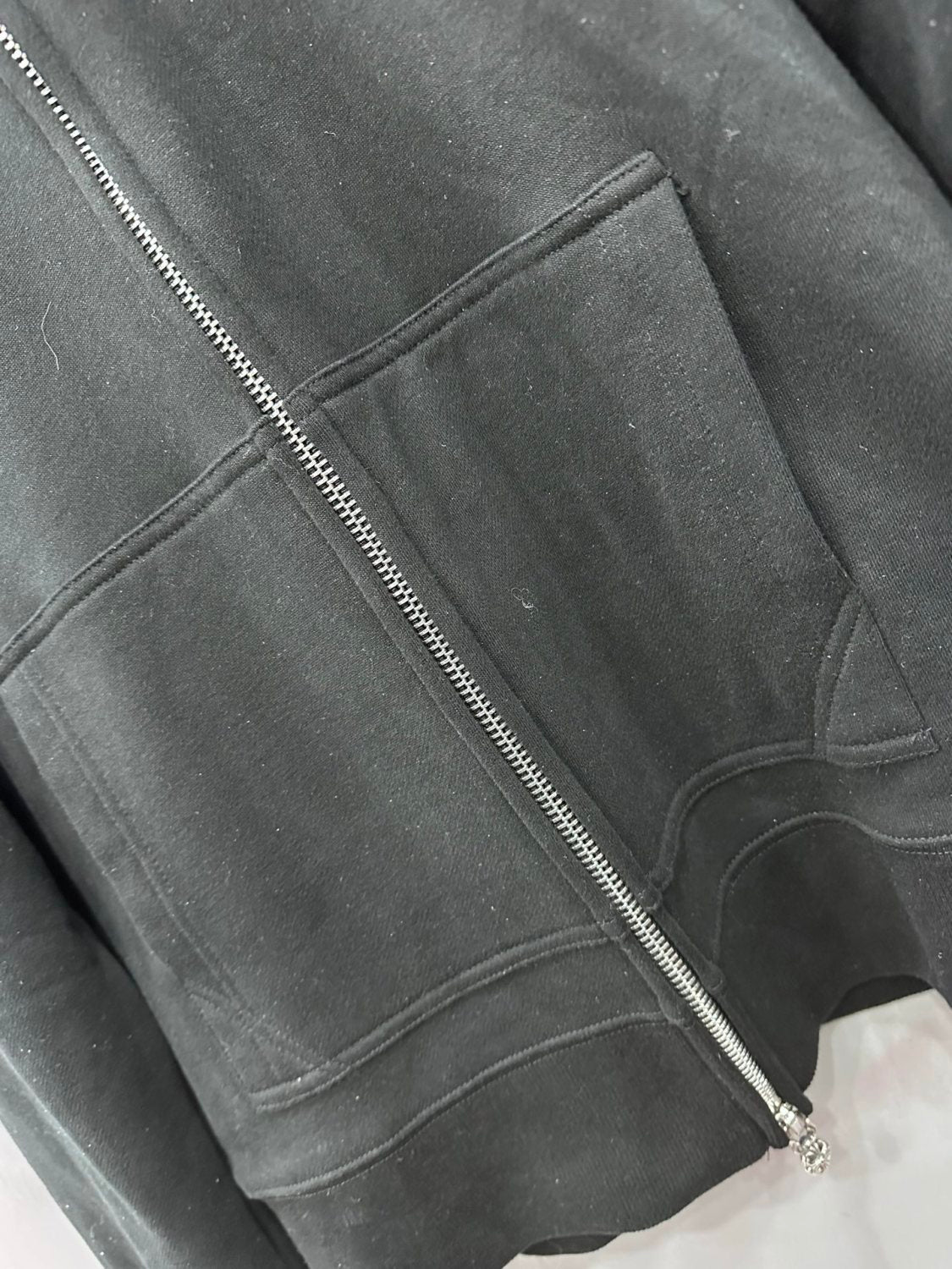 Chrome Hearts Men's and Women's Solid Color Cross Leather Label Hooded Zipper Long Sleeve Sweatshirt Jacket #77969