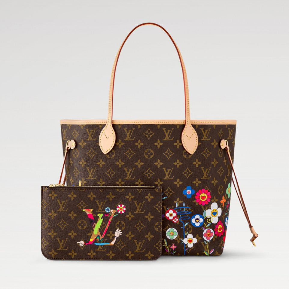 Louis Vuitton LV x TM Neverfull MM Women's Logo Printed Leather Tote Shopping Bag Shoulder Bags M13271 #76323