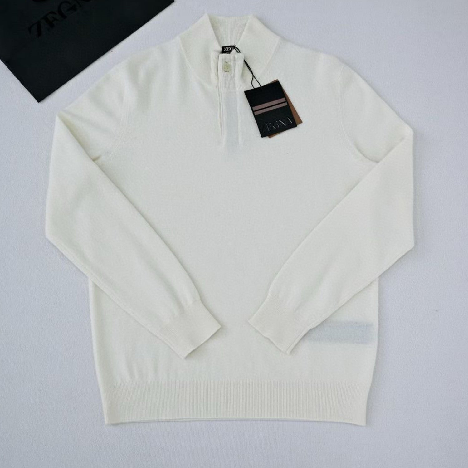 Ermenegildo Zegna Deep Foliage Mélange Color Oasi Cashmere Zipper Penguin Collar Sweater Men's Luxury Knitted Sweater Autumn And Winter Bottom Warm Fashion Trend Knitting Ngvp #2451