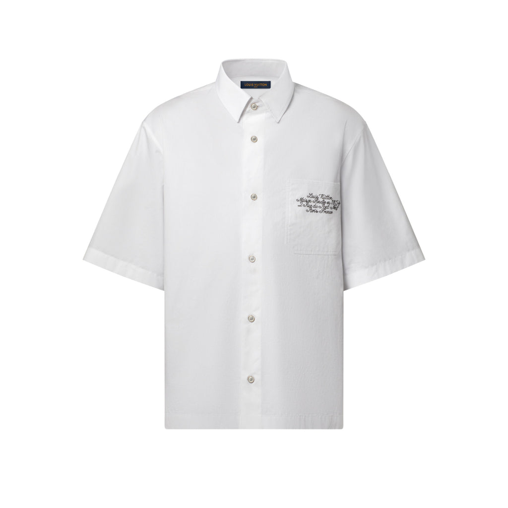 Louis Vuitton Men's Summer Casual Collared Single Breasted Letter Embroidered Short Sleeved Shirt #78427
