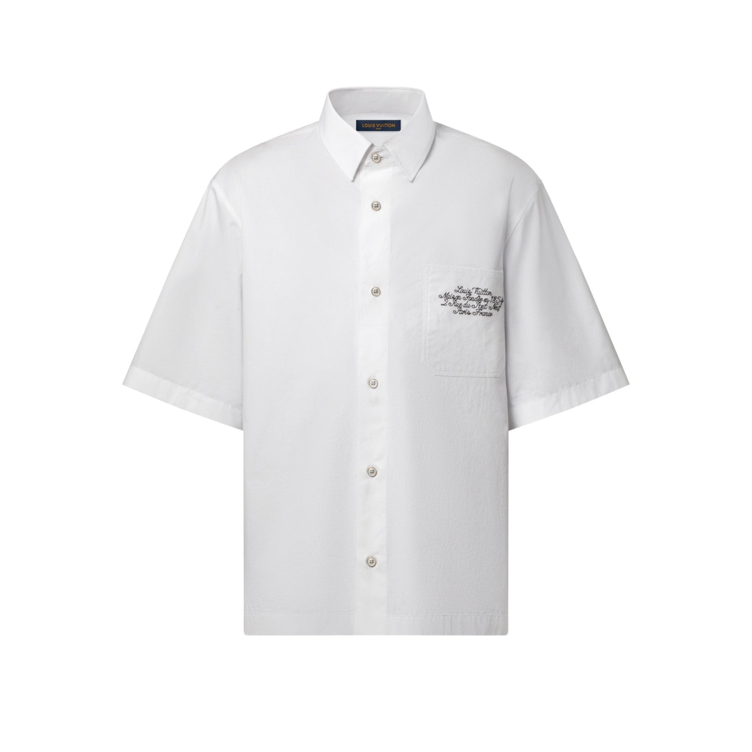 Louis Vuitton Men's Summer Casual Collared Single Breasted Letter Embroidered Short Sleeved Shirt #78427