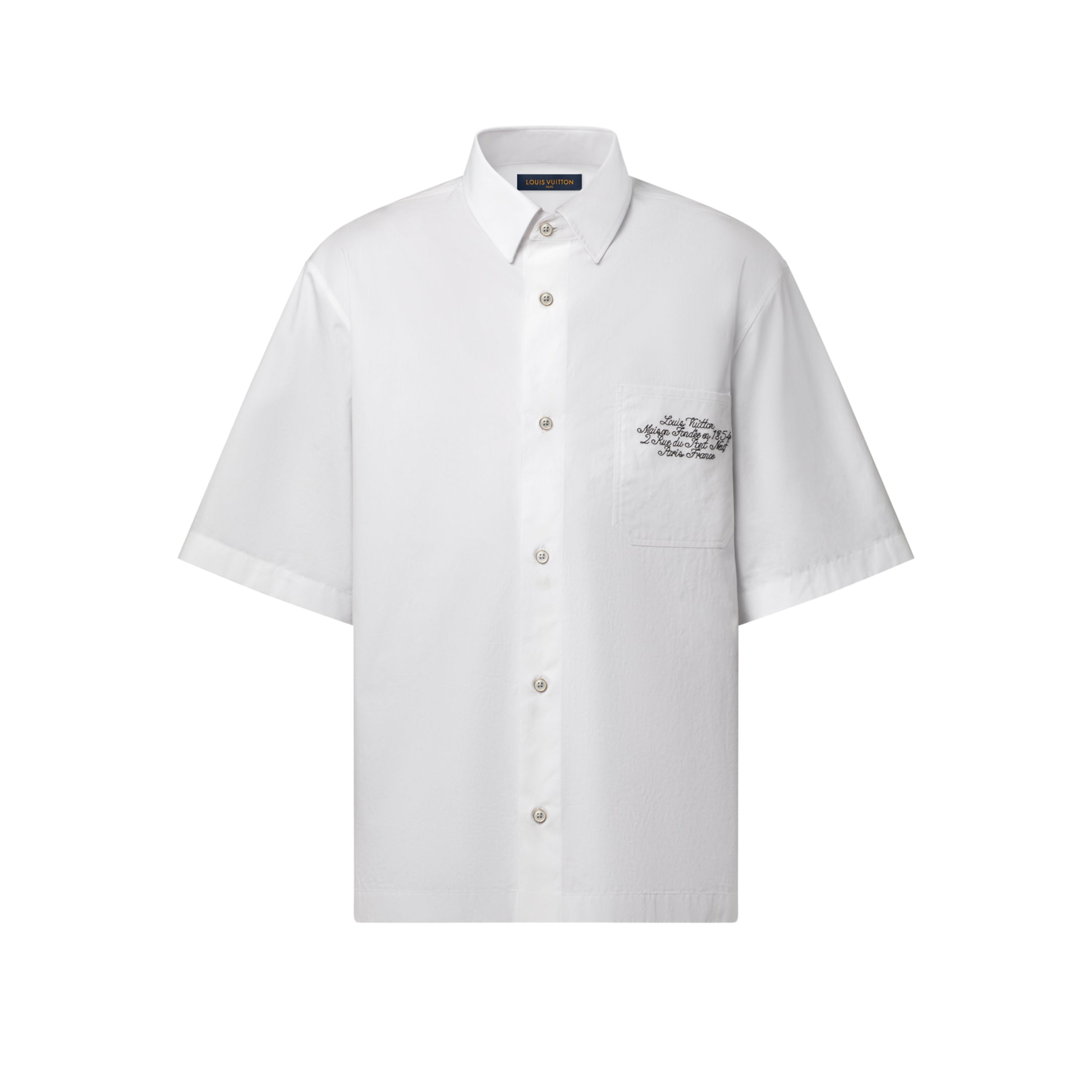Louis Vuitton Men's Summer Casual Collared Single Breasted Letter Embroidered Short Sleeved Shirt #78427