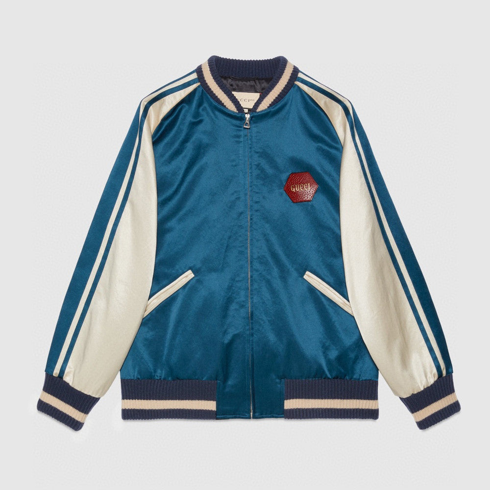 Gucci  Baseball Jersey Zip Up Jacket Blue #4583