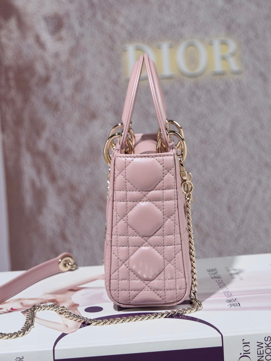 Dior Dior Lady Lambskin Cannage Quilted Metal Pendant Mini Bag #333088