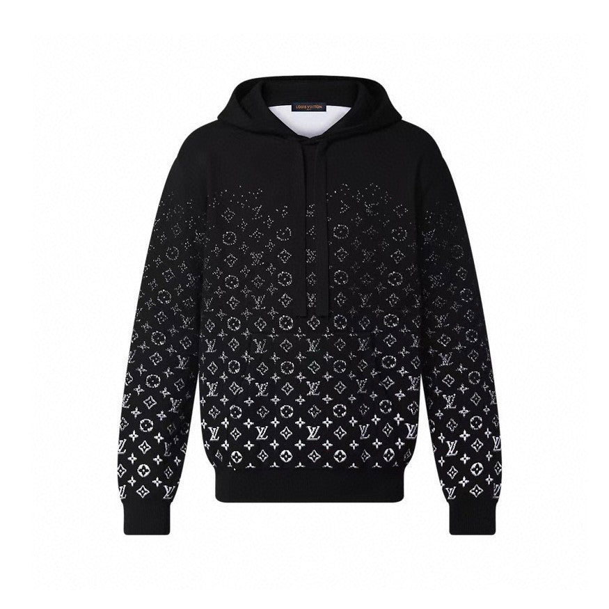 Louis Vuitton Men's Spring And Autumn Gradient Logo Knitted Hoodie Fashionable And Casual Drawstring Sweater  #95123