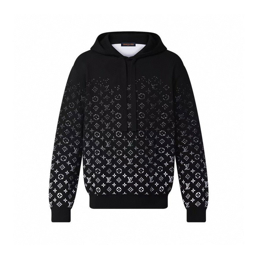 Louis Vuitton Men's Spring And Autumn Gradient Logo Knitted Hoodie Fashionable And Casual Drawstring Sweater  #95123