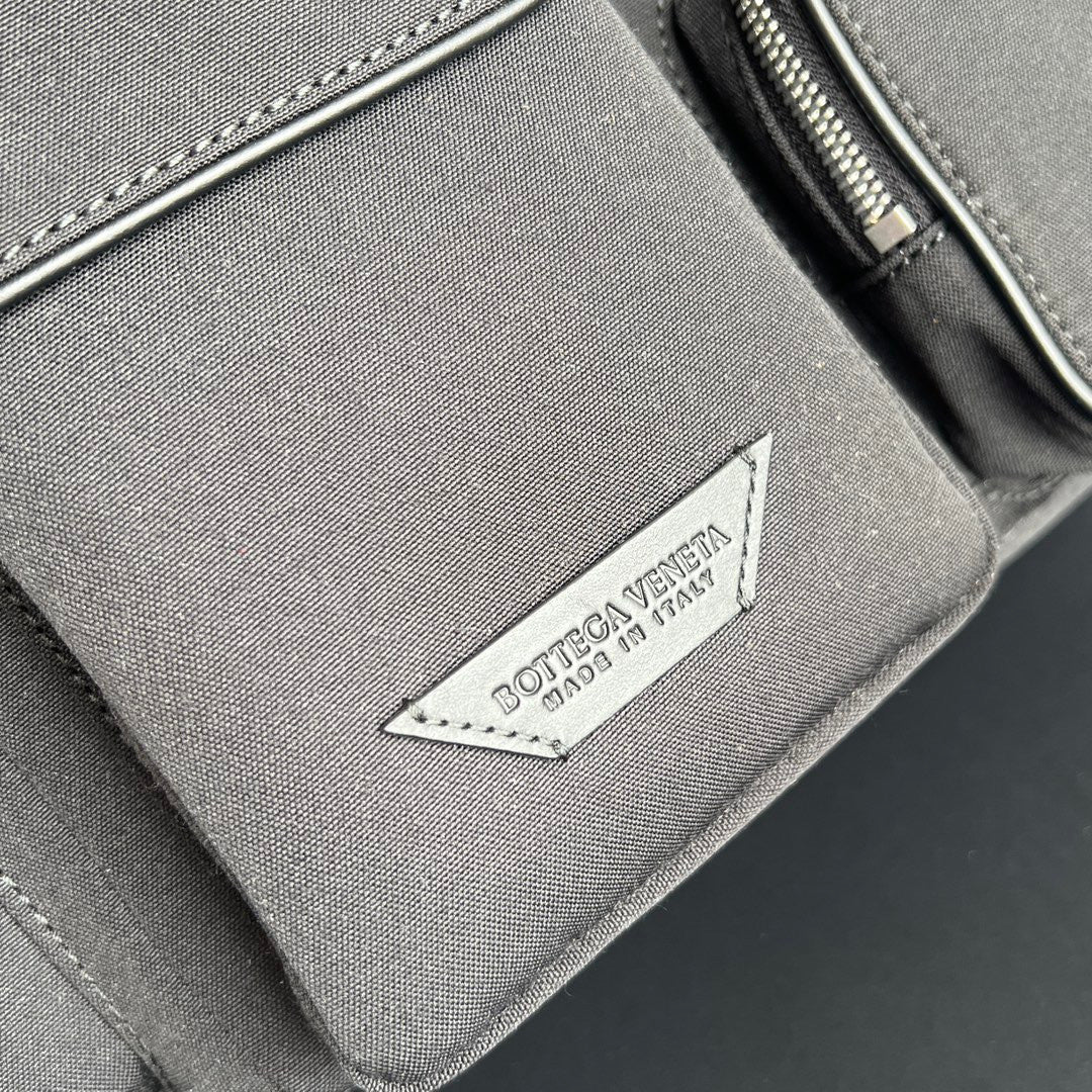 Bottega Veneta Crossroad Multi-Pocket Nylon Backpack Woven Leather Adjustable Straps #333014