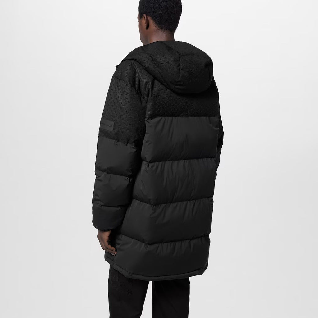Louis Vuitton Men's and Women's Embossed Patchwork Mid Length Down Jacket #333370