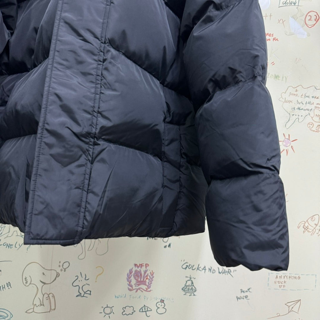 Balenciaga Men's Winter Flame Letter Logo Print Black Nylon Fabric Long Sleeve Puffer Down Jacket #73718