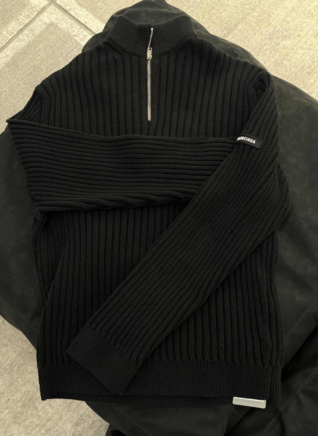Balenciaga Men's And Women's Spring/Fall Fashion Classic Solid Color High-Neck Pullover Half Zip Ribbed Sweater #78716
