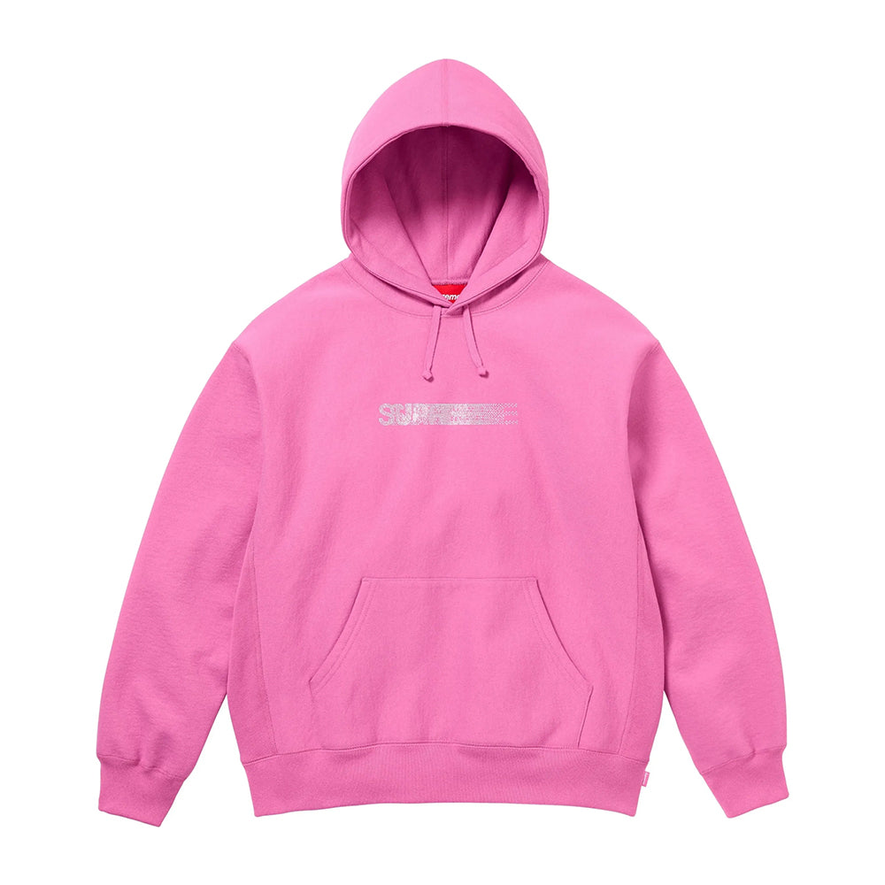 Supreme x Swarovski Men's and Women's FW25 WEEK4 Motion Logo Hooded Sweatshirt rhinestone dynamic logo kangaroo pocket hooded sweatshirt #332326