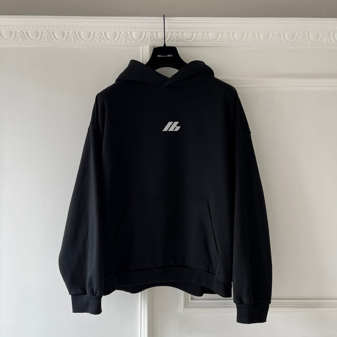 Balenciaga Men's and Women's Spring and Autumn Black Logo Printed Loose Long Sleeve Hooded Sweatshirt #99884