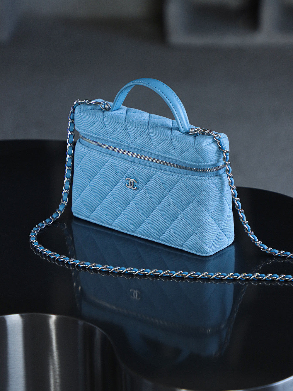 Chanel Women's Solid Color Chain Shoulder Strap Lambskin Shoulder Tote Cosmetic Bag Bags #76486