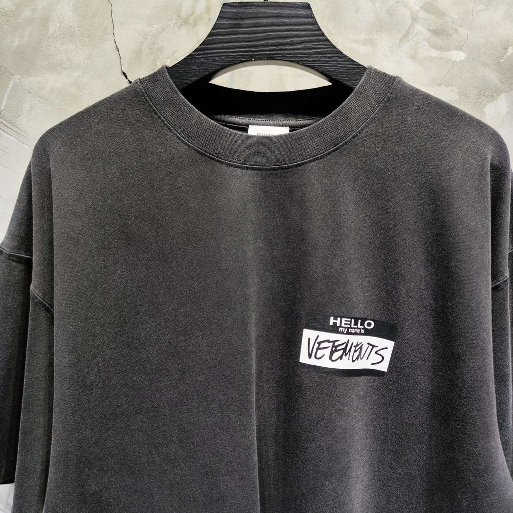 Vetements Men's Summer Black Round Neck Cotton Comfortable Loose Logo Printed Short Sleeve T-Shirt #73713