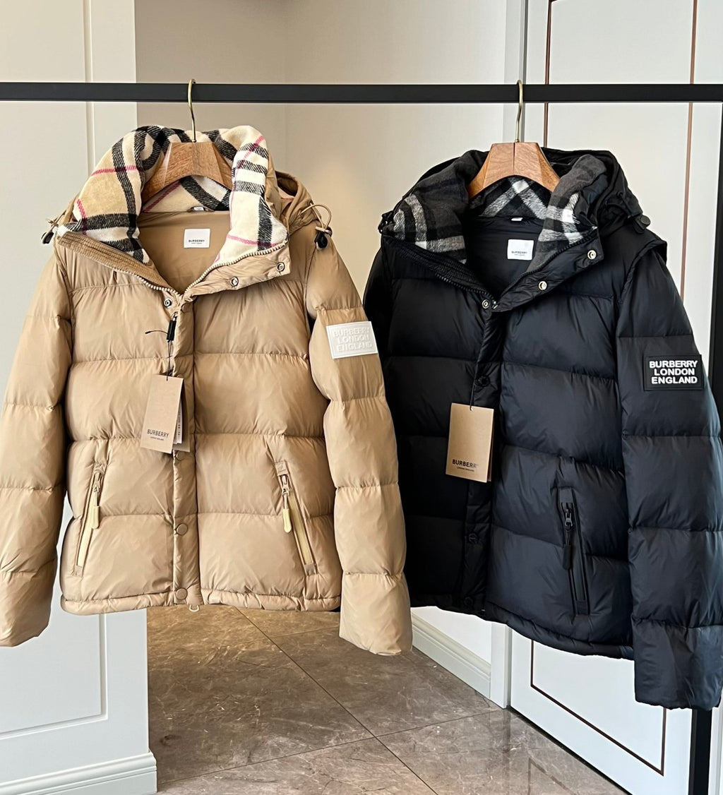 Burberry Men's Winter Solid Color Hooded Drawstring Single Breasted Detachable Long Sleeve Puffer Down Jacket #73451