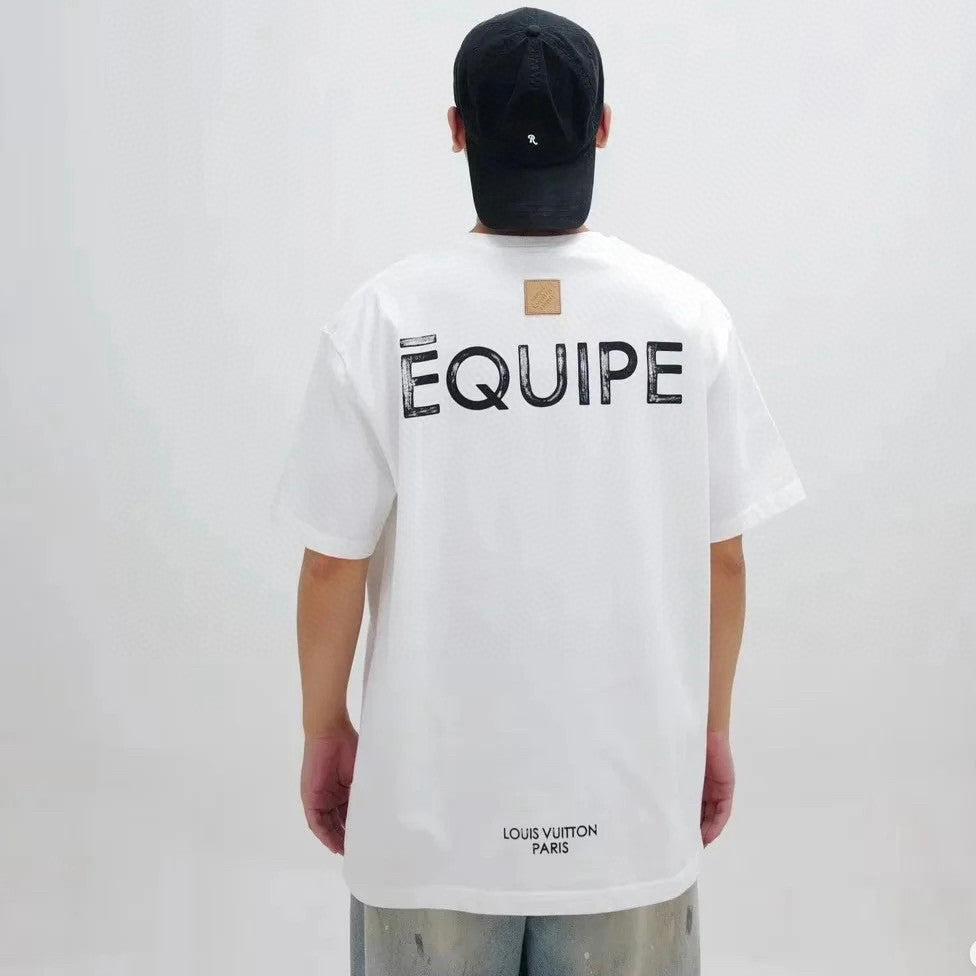 Louis Vuitton Men's Summer Solid Color Fashion Casual Round Neck Letter Print Short Sleeve T-Shirt #78315