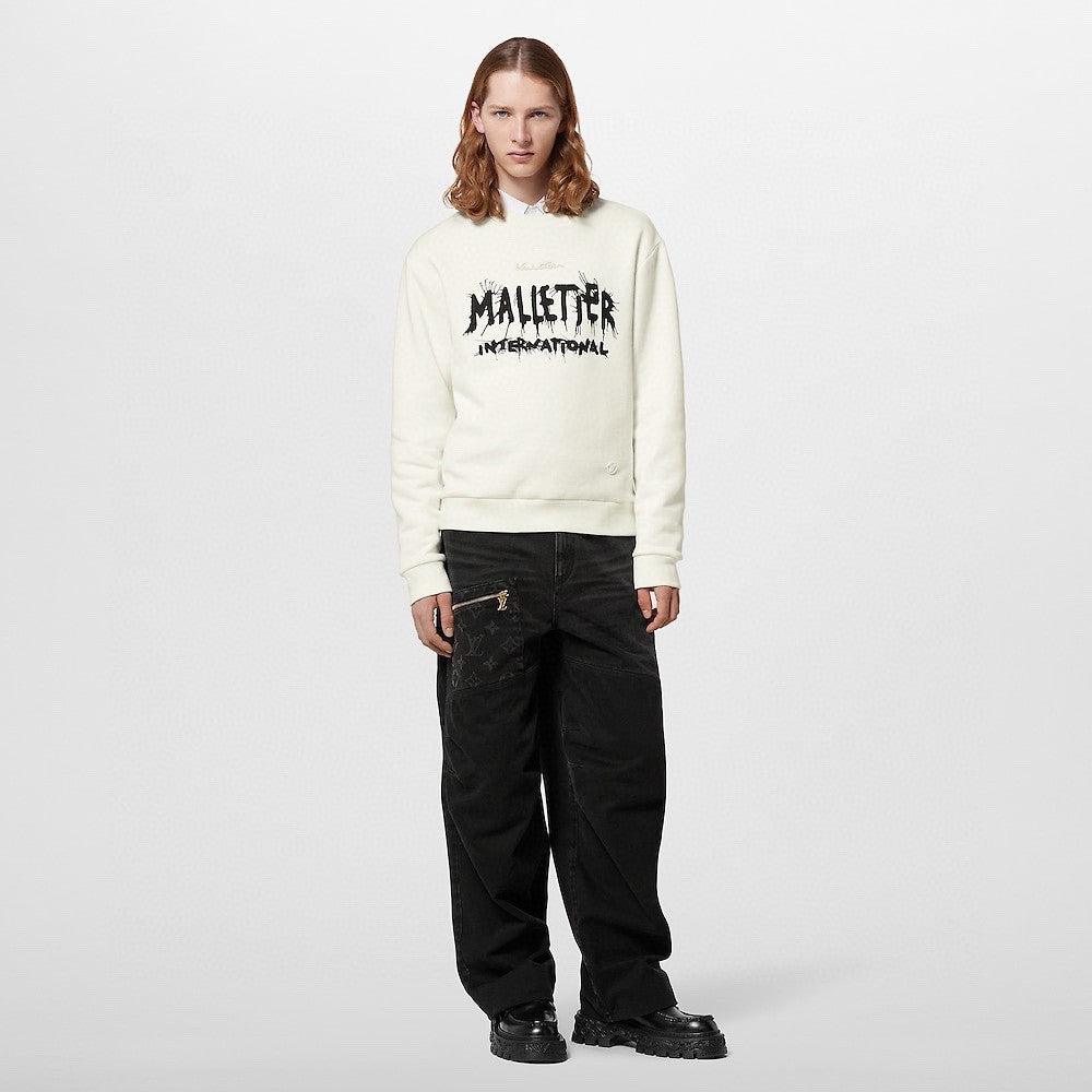 Louis Vuitton Men Women Spring Autumn Letter Printed Round Neck Long Sleeve White Sweatshirt Pullover #97889