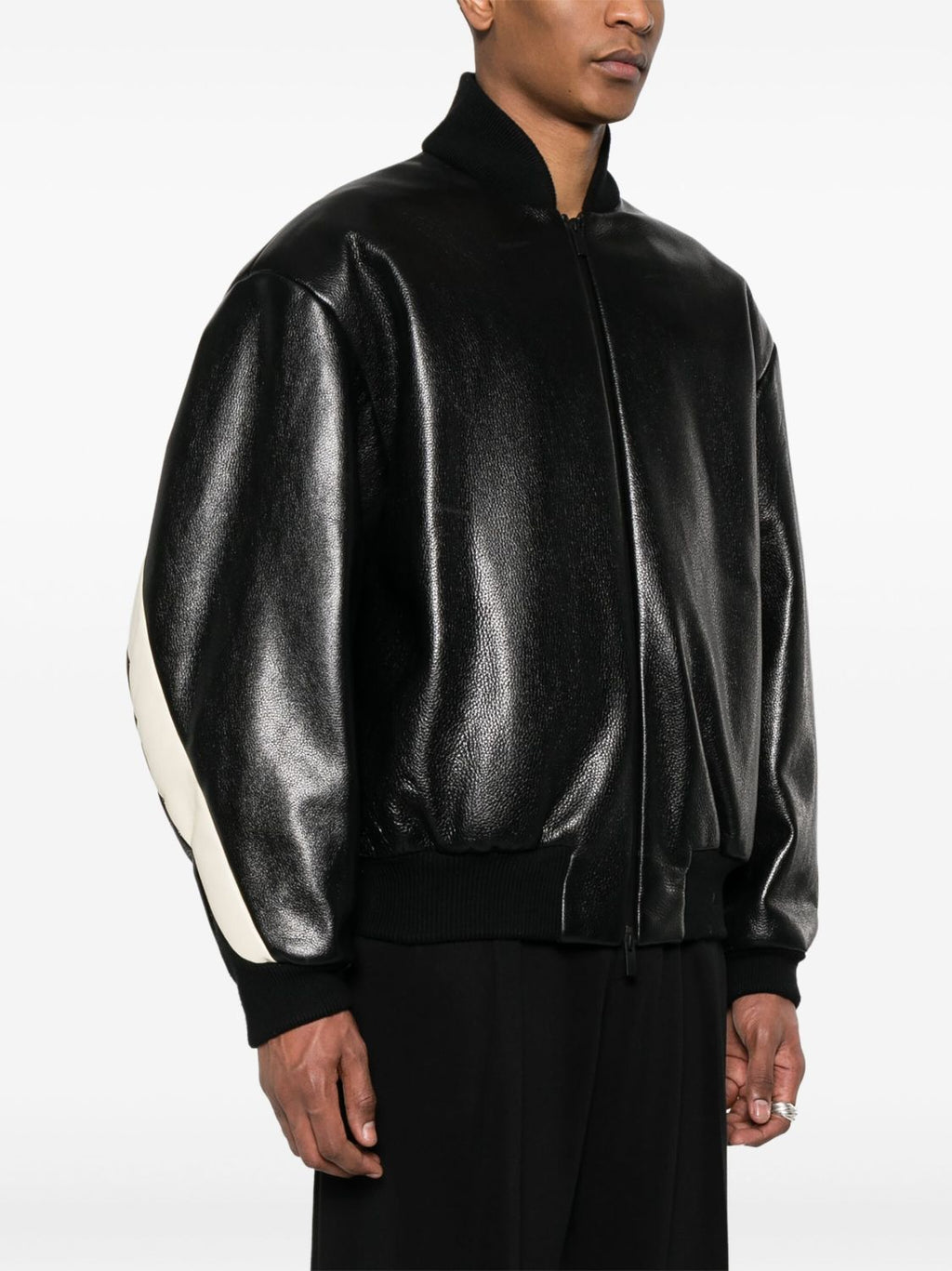 Essentials X Fear Of God Men's Women's Spring And Autumn Standing Collar Zipper Solid Color Loose Bomber Jacket Long Sleeve Leather Jacket Ngvp #9755