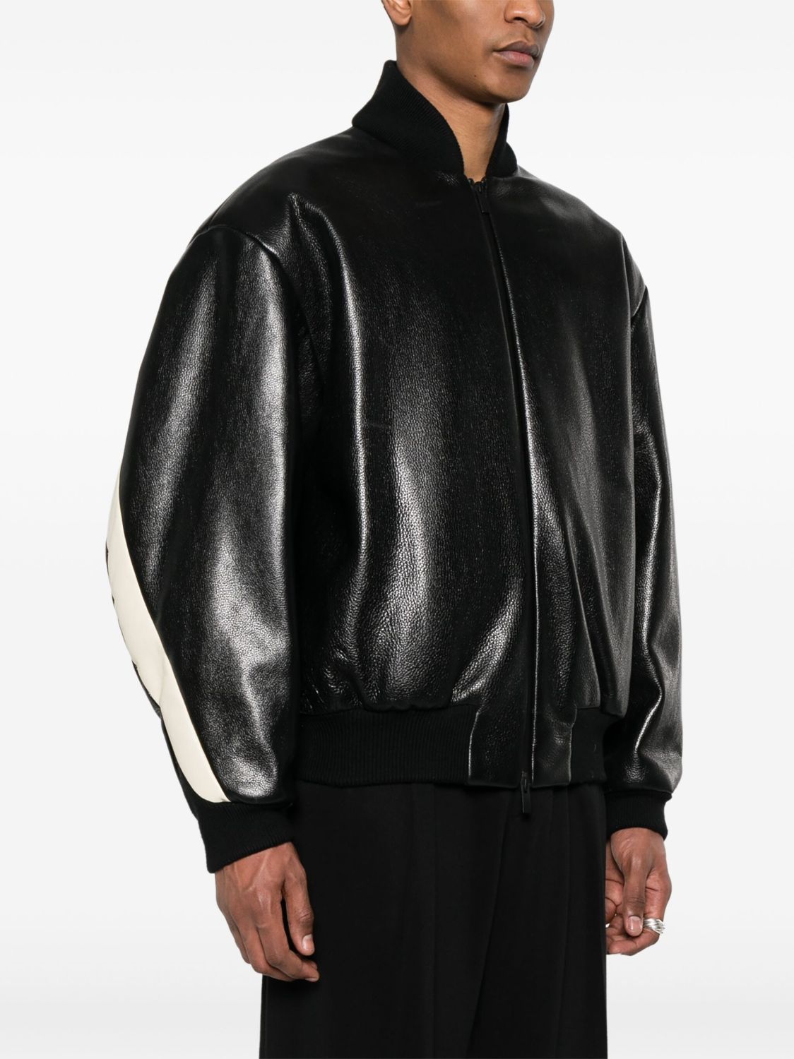 Essentials X Fear Of God Men's Women's Spring And Autumn Standing Collar Zipper Solid Color Loose Bomber Jacket Long Sleeve Leather Jacket Ngvp #9755