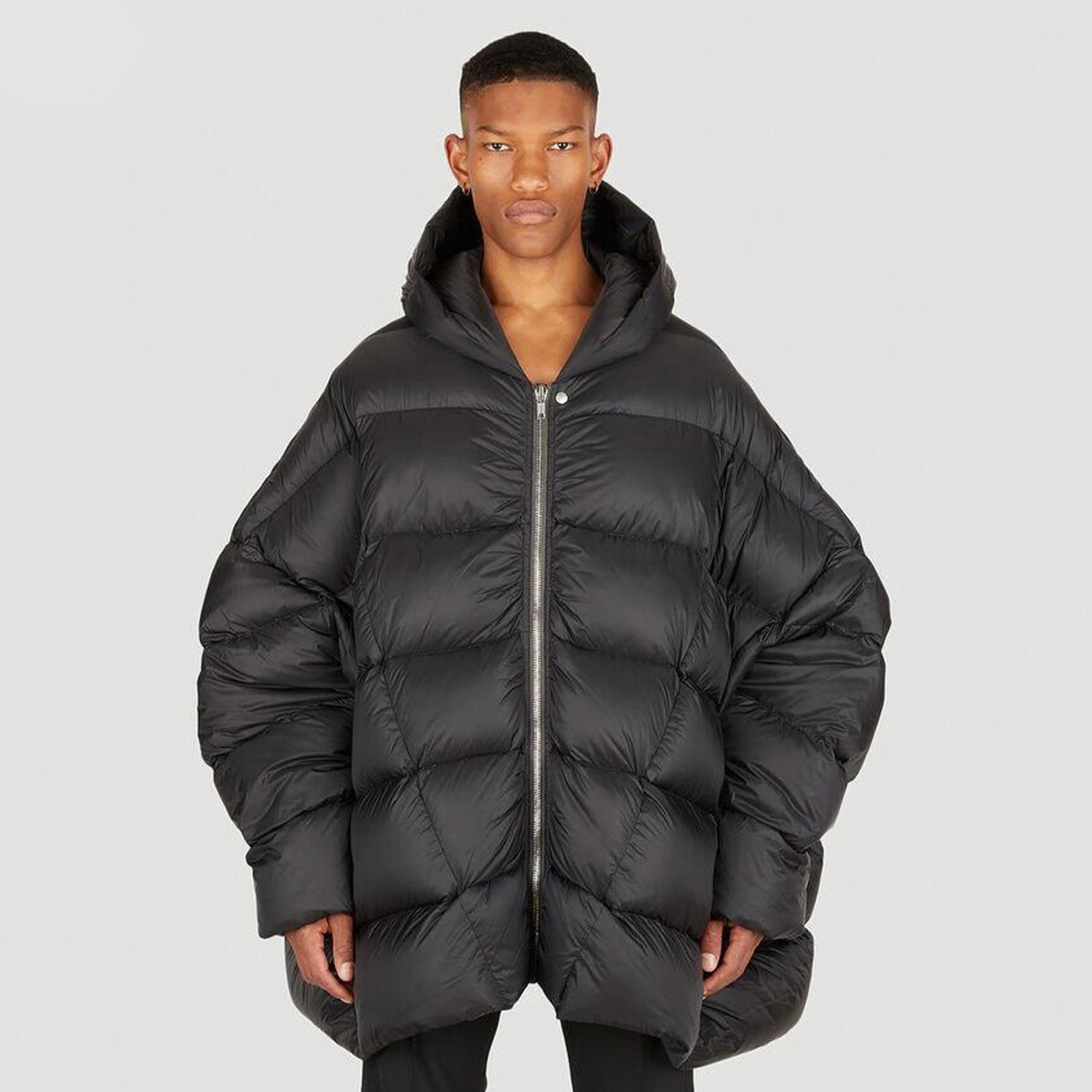Rick Owens Men's Winter Diablo Style Solid Color Bat Sleeve Loose Hooded Long Sleeve Puffer Down Jacket Ngvp #8833