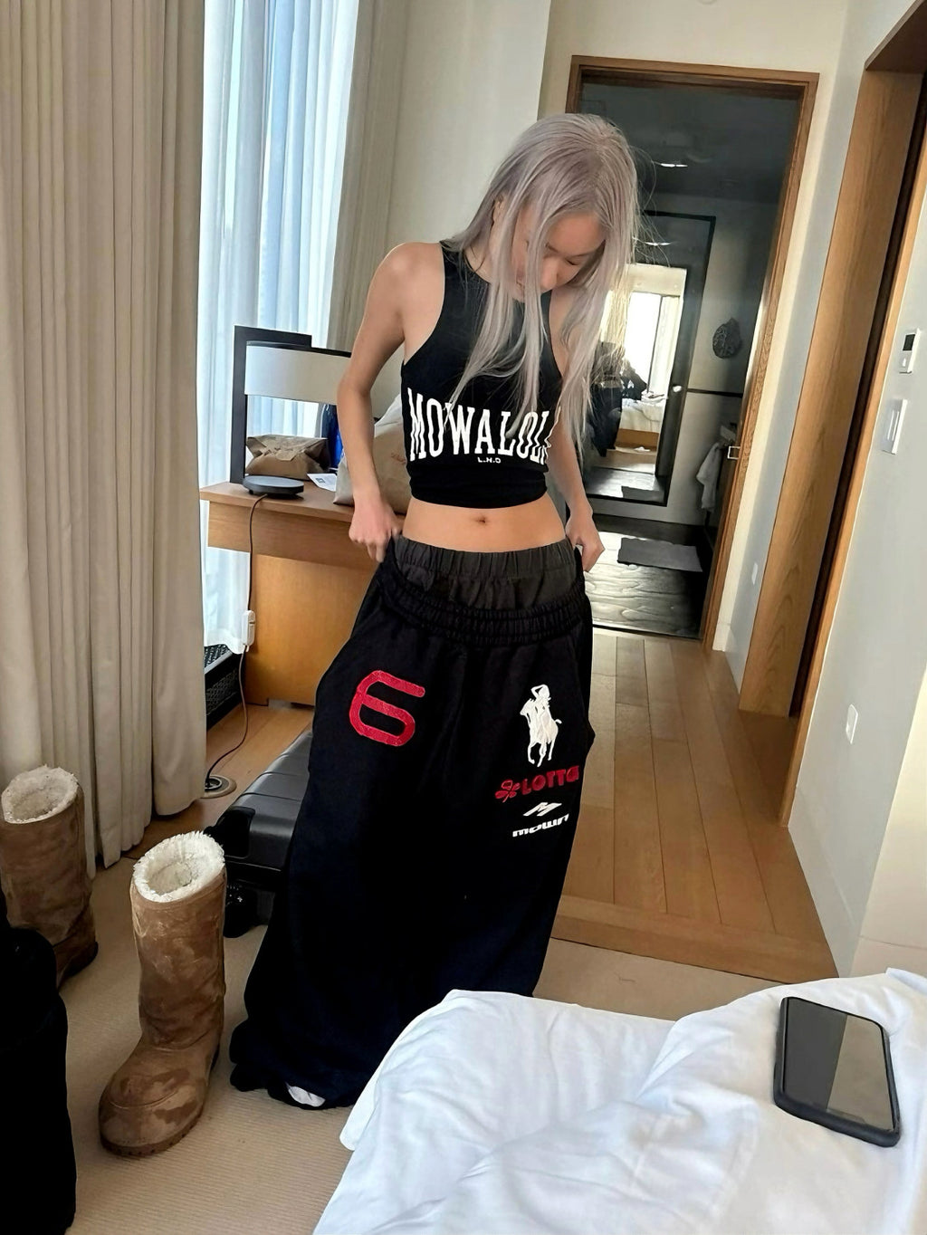 Mowalola Atl Opium Yvl Style Angel War Horse Embroidered Baggy Loose Wide Leg Sweatpants Men's Spring And Fall Fashion Pants #81432