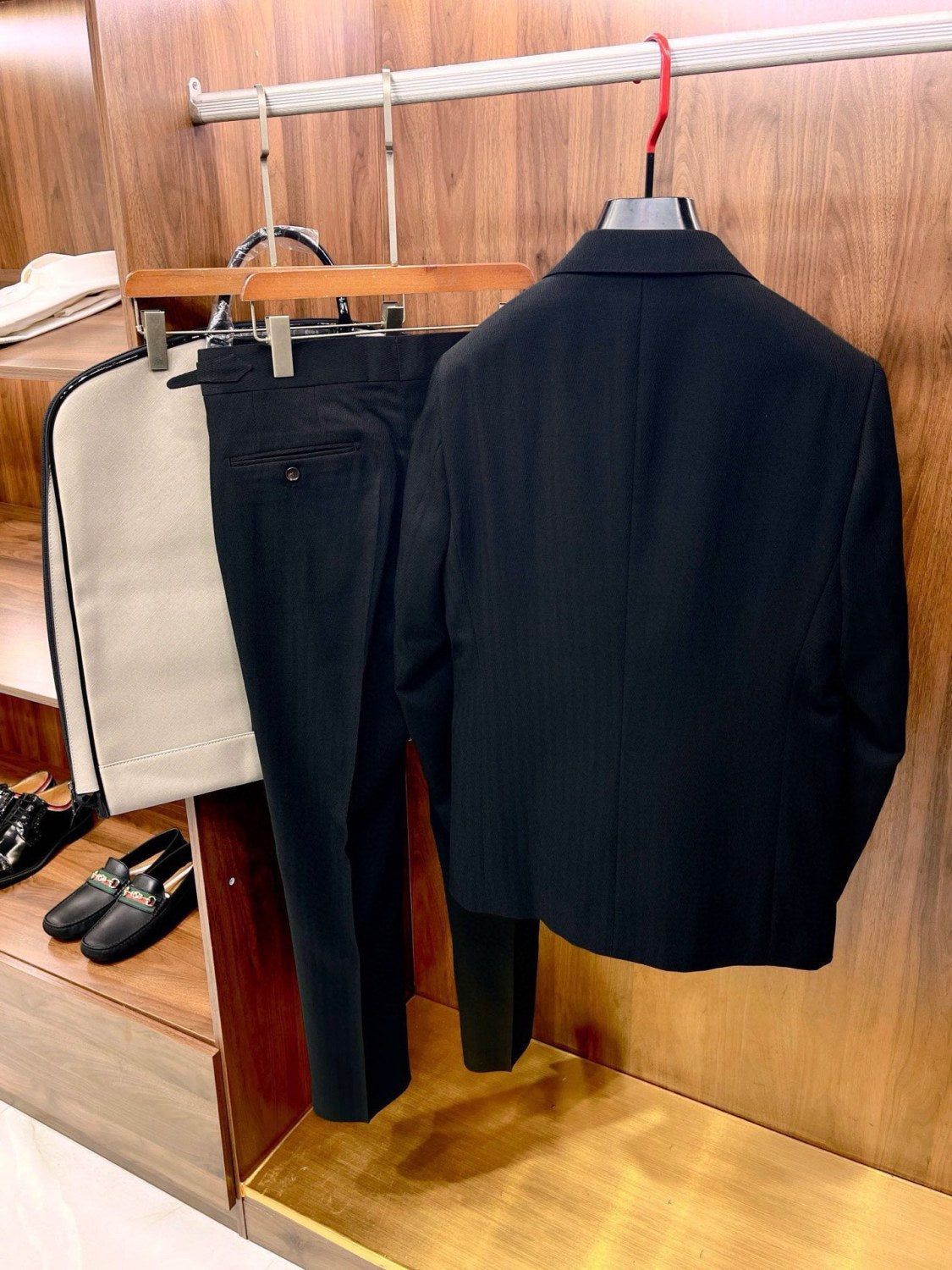 Louis Vuitton Men's Fall And Winter Business High-end Tide Wool Double-breasted Blazer Top Wedding Suit Casual Pants Black Suit Set Ngvp #2443