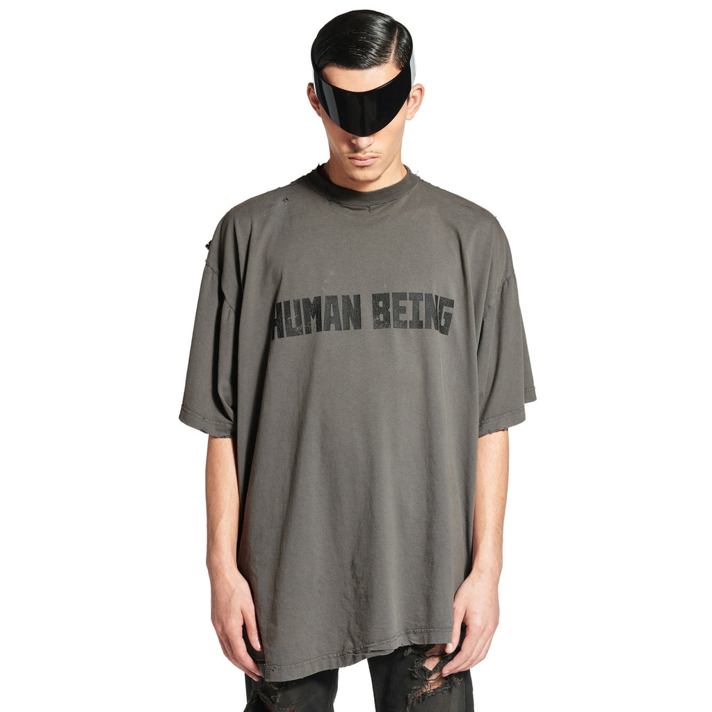 Men Women HUMAN BEING SHIFTED Summer Round Neck Short Sleeve Cotton Solid Color T-Shirt Ngvp #1418