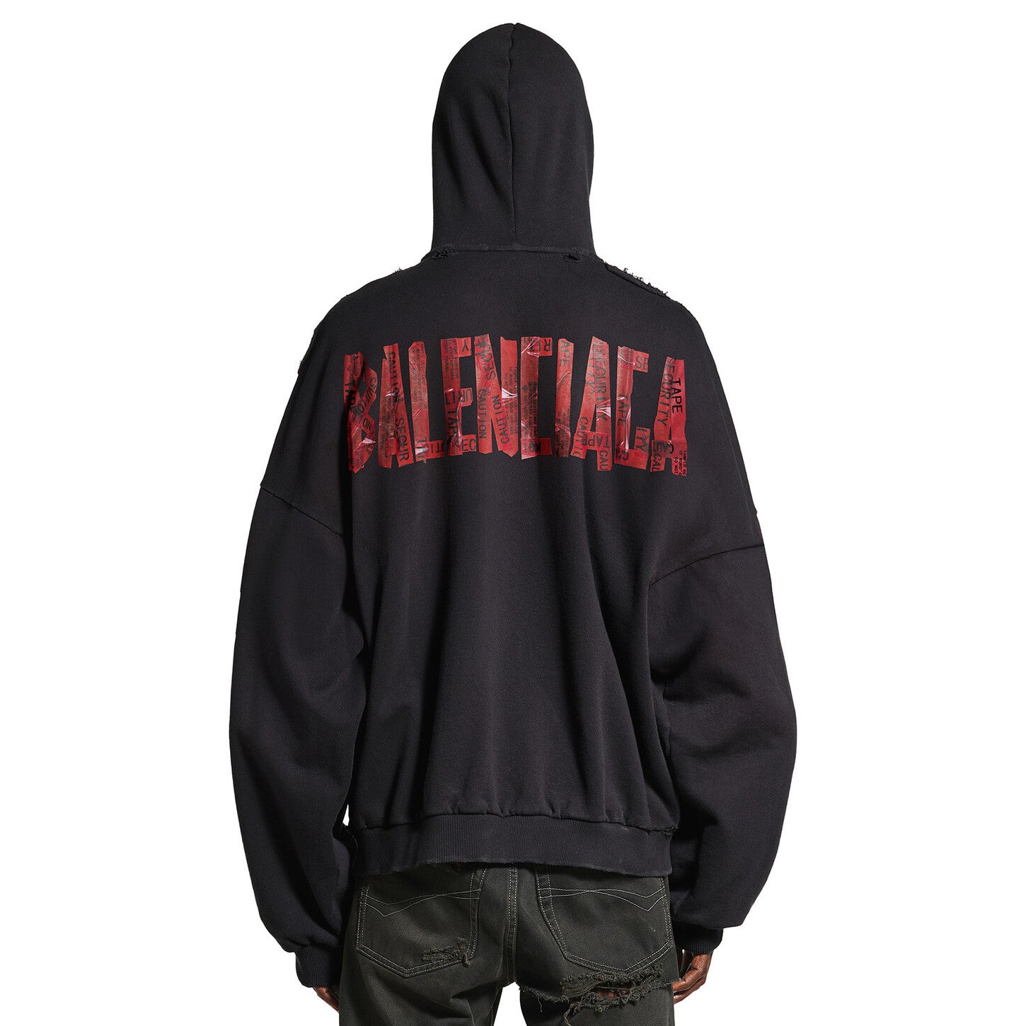 Balenciaga Men's Spring and Autumn Solid Color Alphabet Tape Print Hooded Zipper Long Sleeve Jacket #76579
