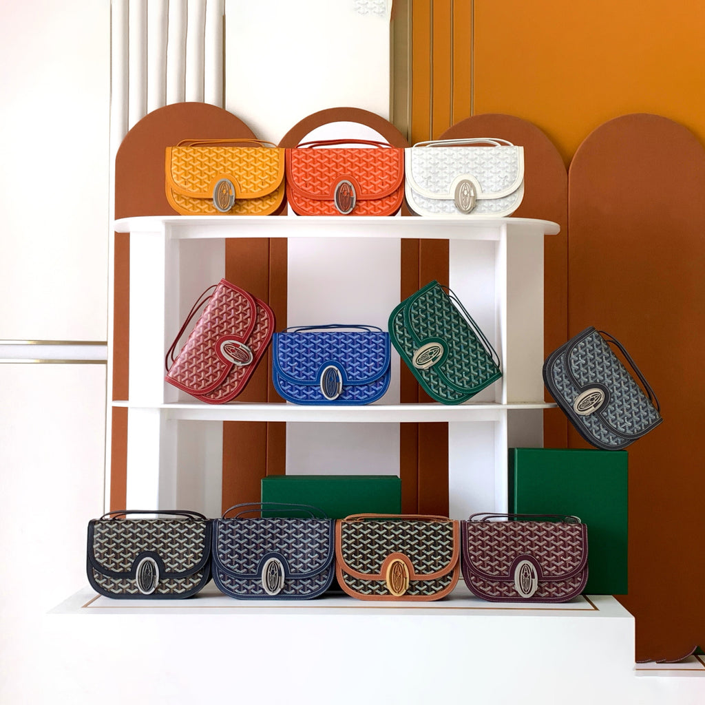 GOYARD Men's and Women's Old Flower Full Print Adjustable Shoulder Strap Canvas Patchwork Leather Flap Messenger Bag Shoulder Crossbody Bags #75318