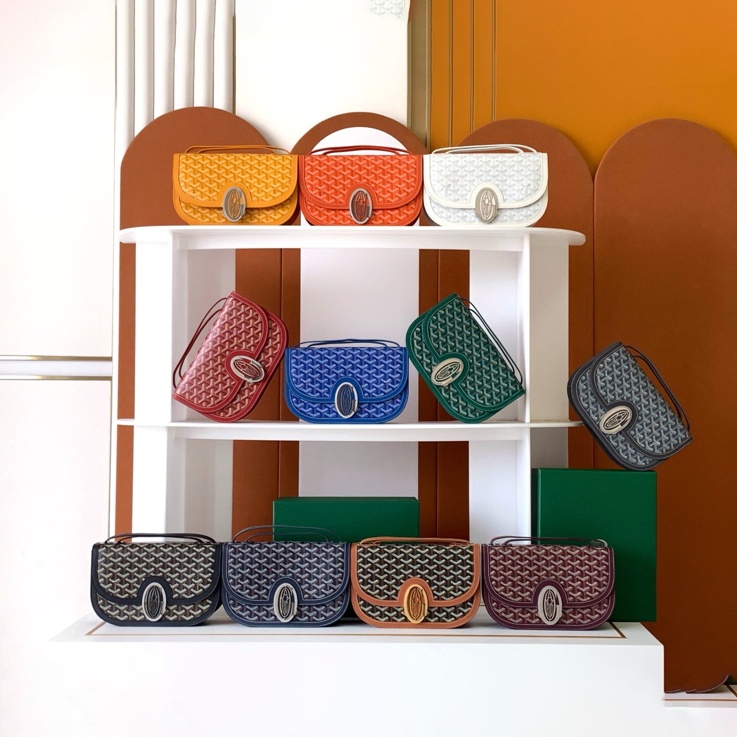 GOYARD Men's and Women's Old Flower Full Print Adjustable Shoulder Strap Canvas Patchwork Leather Flap Messenger Bag Shoulder Crossbody Bags #75318