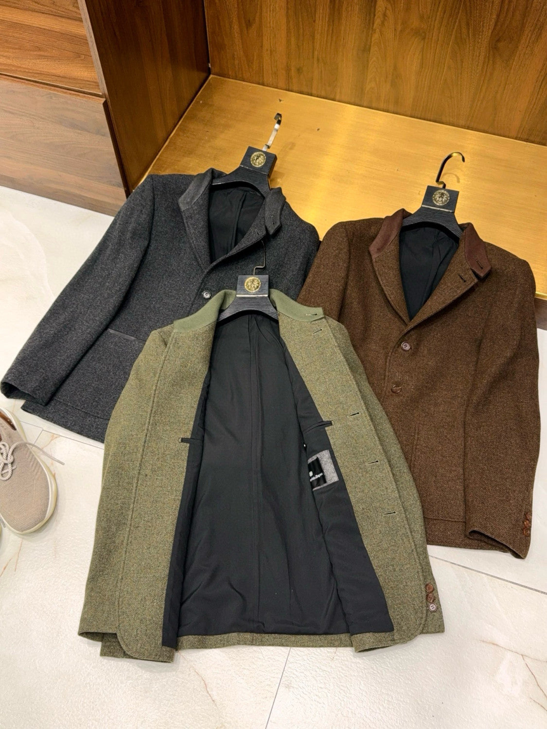 Ermenegildo Zegna Men's Spring/Fall Wool-Cashmere Blend Solid Color Stand Collar Workwear Zhongshan Suit Single-Breasted Long-Sleeve Pocket Jacket Ngvp #2528